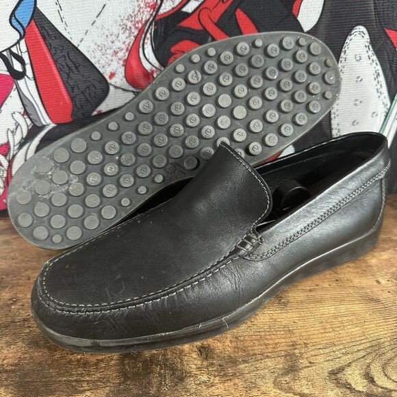 Ecco S-Lite Moc Loafers Mens Size 44 US 10-10.5 Black Leather Slip On Shoes - Picture 1 of 8